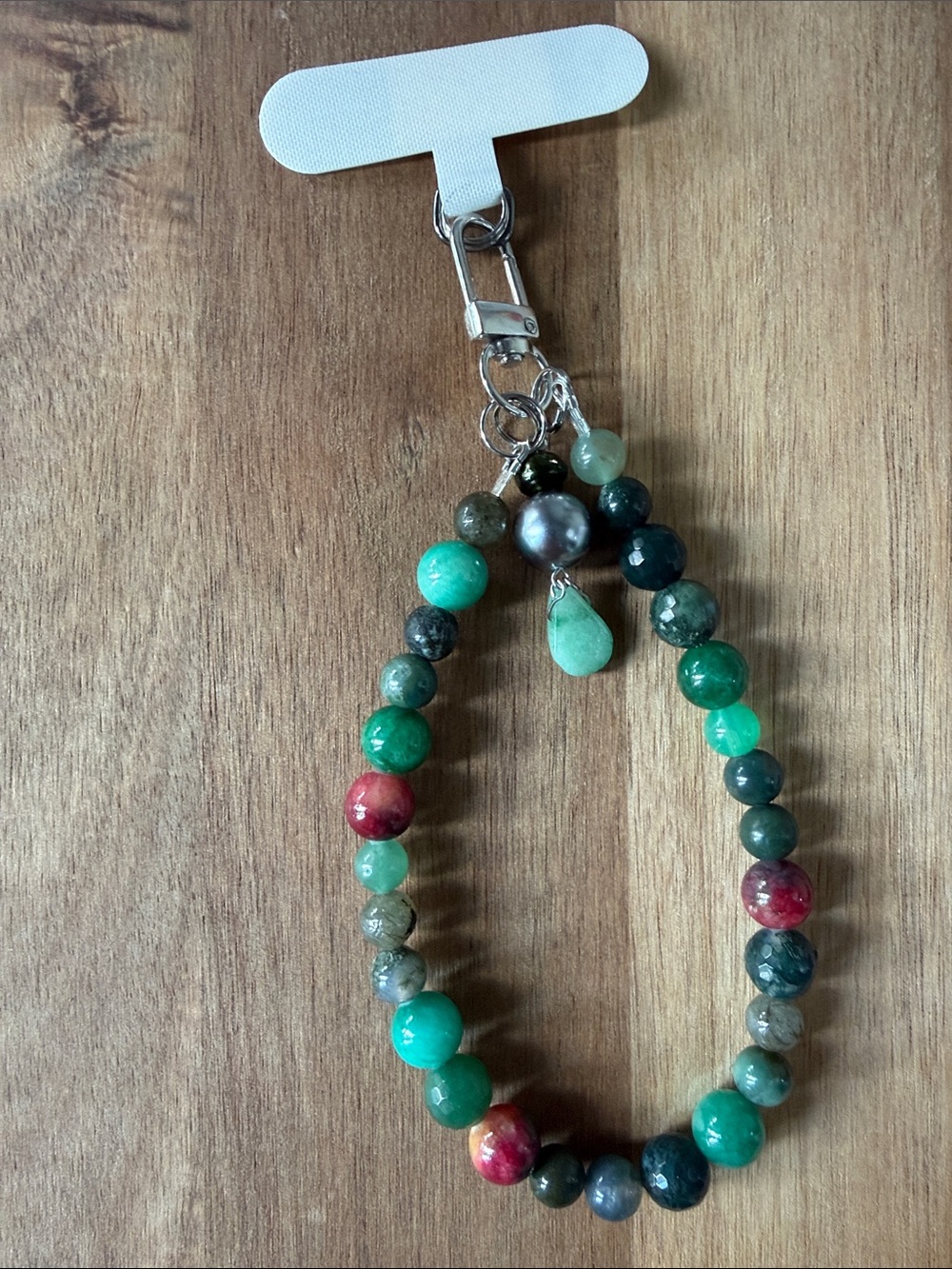 ⭐️ 118. Handmade REAL STONE - Briar SLV- phone strap bracelet clip on